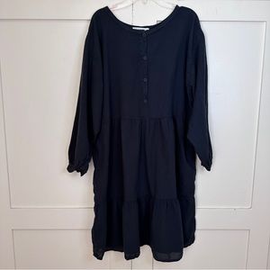 Longway Tiered Long Sleeve Black Dress Large